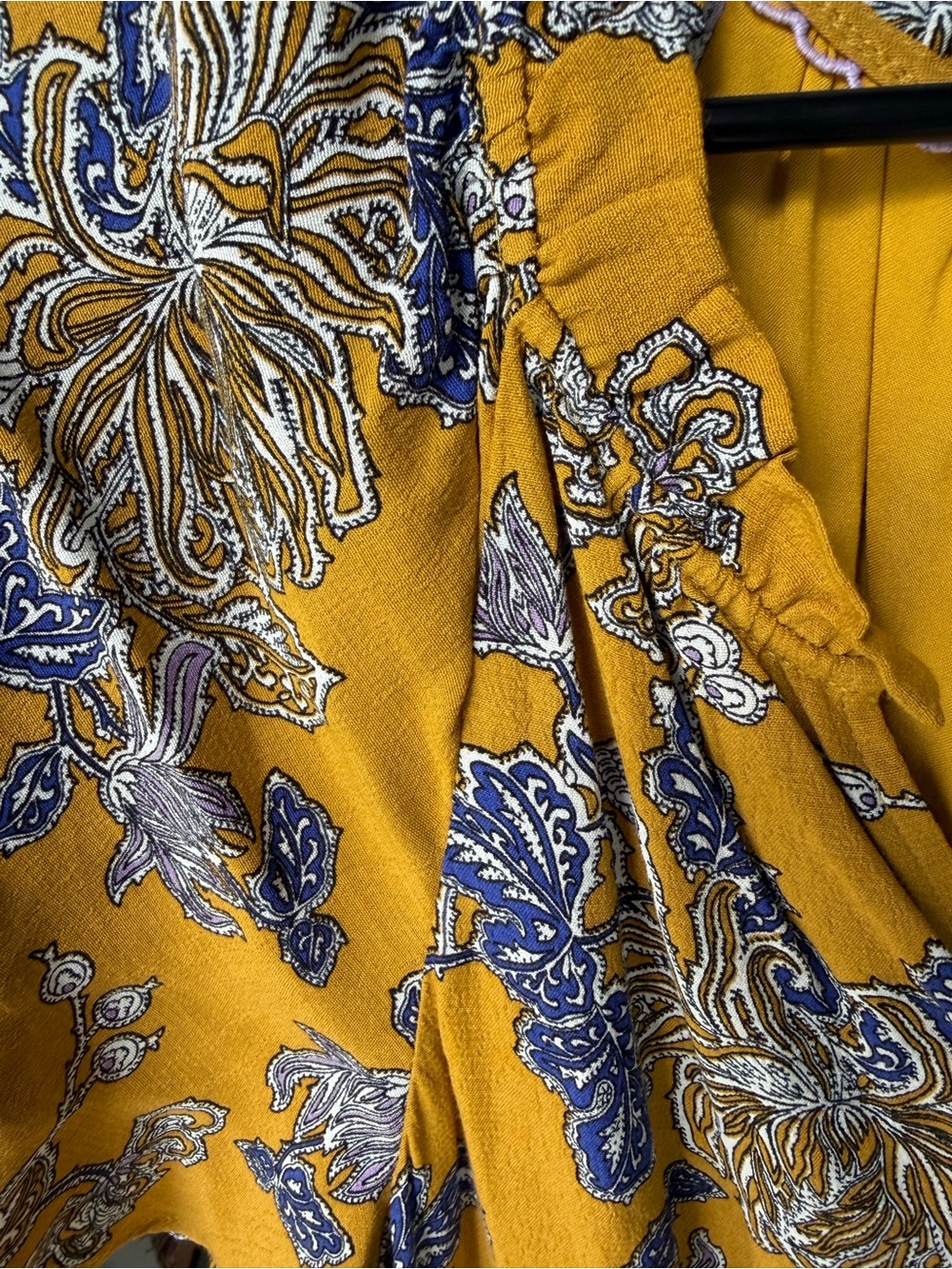 Anthropologie Mustard Floral V-Neck Mini Dress - Picture 2 of 10